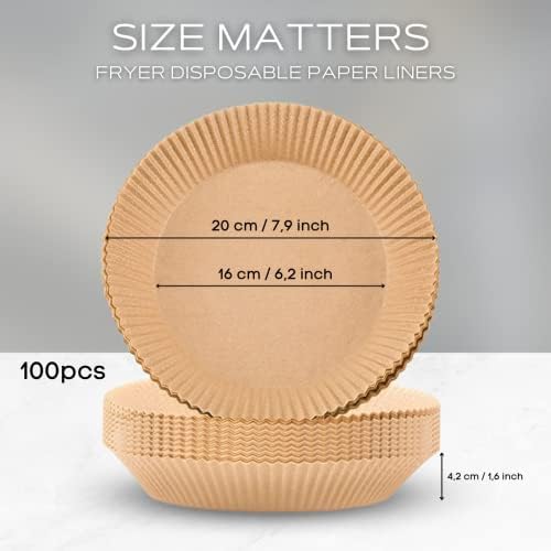 Air fryer filters, Ninja foodi accessories, Round Liners for Baking Roasting Microwave, Compatible with Corsori, Ninja, Cuisinart Air Fryer and More (100Pcs-6.3 inch)