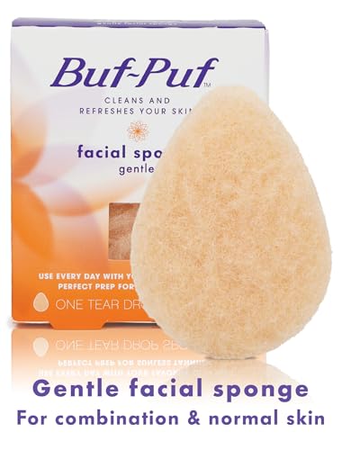Buf-Puf Gentle Facial Sponge, Dermatologist Developed, Removes Deep Down Dirt & Makeup That Causes Breakouts and Blackheads, Reusable, Exfoliating, 1 Count