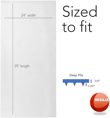 RESILIA Industrial Deep Pile Carpet Runner - Crosshatch Pattern Non Slip Carpet & Rug Protector Mat, Waterproof Clear Plastic Vinyl Floor Covering, 24 Inches Wide x 25 Feet Long