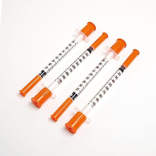 1ML Syring with 27Ga 1/2 (Sterile Disposable Injection Needl with Cap for Animal, Pet, Poultry and Industrial laboratory Accessories (1ML Syring with 27G 1/2 needl Individual Packaging