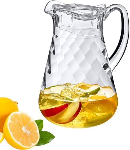 Amazing Abby - Droply Whirly - Plastic Pitcher (64 oz, 2 Quart), Clear Water Pitcher with Lid, Fridge Jug, BPA-Free, Shatter-Proof, Great for Iced Tea, Sangria, Lemonade, Juice, Milk, and More