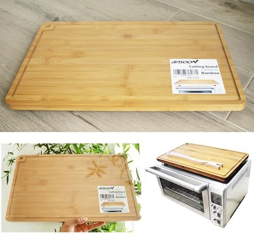 Bamboo Wood Cutting Board Compatible with Breville BOV800XL 860BSS 845BSS, Protects Smart Toaster Oven, With Heat Resistant Silicone Feet and Oven Rack Push Accessories, Creates Storage Space