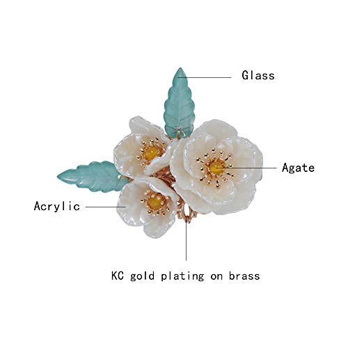 A Pair of Duckbill Clips White Pearl Flowers Hair Accessories Handmade Hair Clips for Women