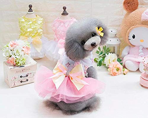 Small Dog Clothes for Girls Puppy Dresses Dachshund Tutu Dress Outfits Pink M