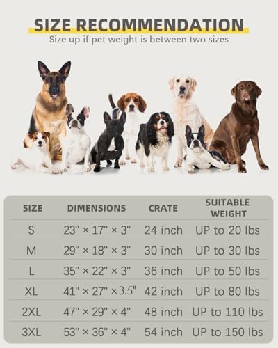 Orthopedic XL Dog Beds Large Sized Dog Waterproof Dog Bed with Removable Washable Cover and Non-Slip Bottom, Quilting Dog Bed for Crate, 41x27 Inch, Brown