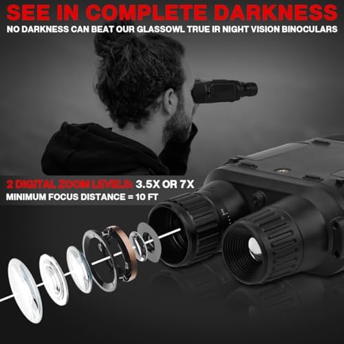 Pro Night Vision Binoculars, Digital Infrared, 4" Screen, 2X Zoom, Essential Outdoor Deer Hunting Accessories, Tactical Gear, Security Goggles, 32GB Card, Multifunction Card Reader, Case