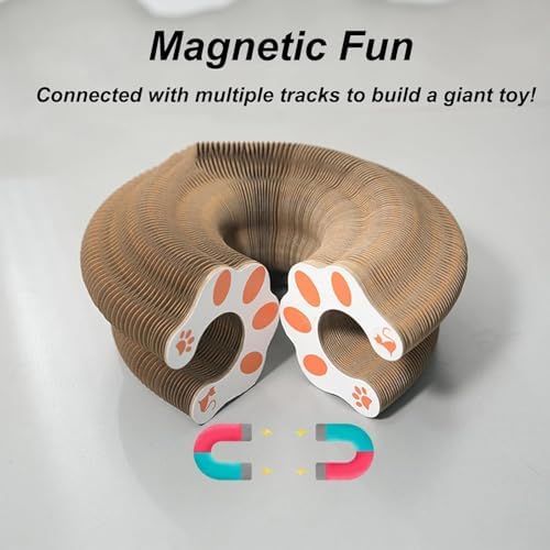 Kitten Curl Toy,Magic Organ Cat Toy,Kitten Kurls Cat Toys,Magic Organ Cats Scratcher Board,Foldable Recyclable Accordion Toys with Ball for Indoor Cats(1pc)