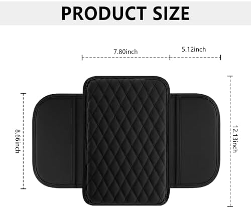 Upgraded Car Center Console Cover,Microfiber Leather Car Armrest Cover Cushion with 2 Storage Bags,Universal Car Armrest Storage Box Car Interior Accessories for Most Vehicles (Black)