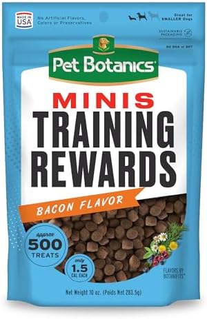 Pet Botanics 10 oz. Pouch Training Rewards Mini Soft & Chewy, Bacon Flavor, with 500 Treats Per Bag, The Choice of Top Trainers
