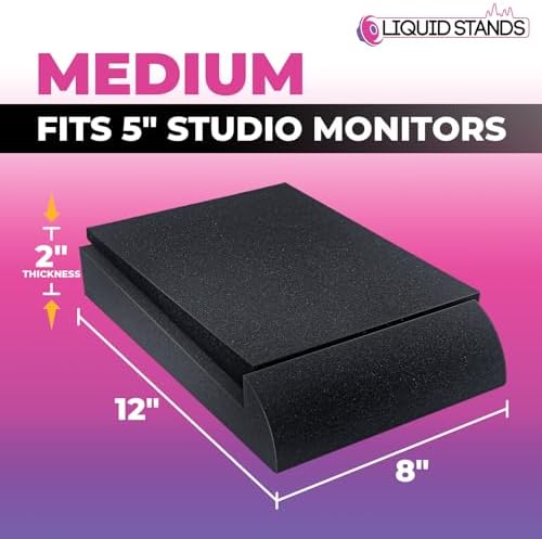 Liquid Stands Studio Monitor Sound Isolation Pads for Speakers 5" High-Density Speaker Foam Pads That Prevents Vibrations Angled Speaker Riser - Acoustic Speaker Isolation Pad for Floor, Desktop