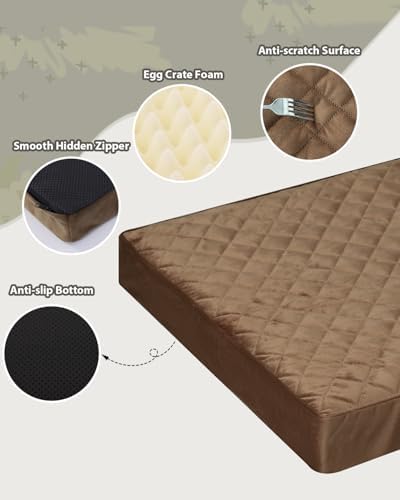 Orthopedic XL Dog Beds Large Sized Dog Waterproof Dog Bed with Removable Washable Cover and Non-Slip Bottom, Quilting Dog Bed for Crate, 41x27 Inch, Brown