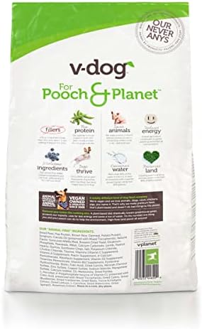 V-dog Vegan Mini Kibble Dry Dog Food (4.5 LB) Small Breed Dogs | Plant-Based Protein with Added Taurine for Sensitive Stomach and Skin | All Natural Made in US