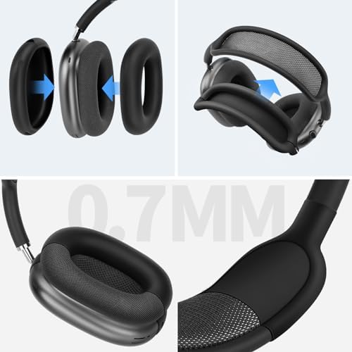 Yinke Smart Case for AirPods Max Headphones Supports Sleep Mode, with AirPods Max Silicone Earpad Cover/Ear Cups Cover and Headband Cover Anti-Scratch Accessories, Hard Organizer Portable Carry Travel