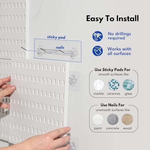 Keepo Pegboard Combination Kit, Pegboards and Accessories Modular Hanging for Wall Organizer, Crafts Organization, Ornaments Display, Nursery Storage, Peg Board (Tan Brown, 22″×22″)