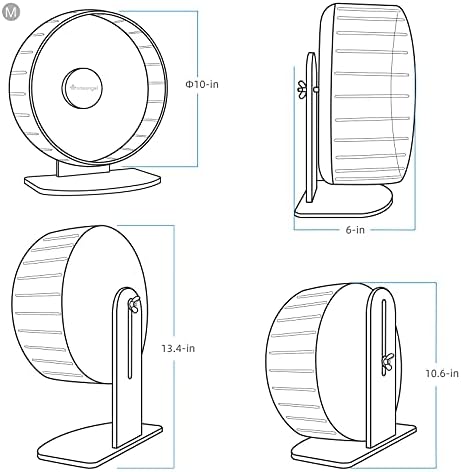 Niteangel Super-Silent Hamster Exercise Wheels: - Quiet Spinner Hamster Running Wheels with Adjustable Stand for Hamsters Gerbils Mice Or Other Small Animals (M, Pink)