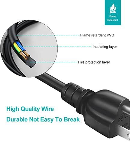 3D Printer Power Cord for Creality Ender/CR/Sermoon Series,18AWG Universal Replacement 3 Prong AC Power Cable,6 Ft(1.8 Meters)