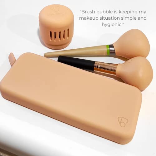 silicone makeup brush holder travel case- A storage & makeup bag organizer for brush sets & makeup tools to protect make up accessories & bag, Pink (7.8 * 3.15 * 1")