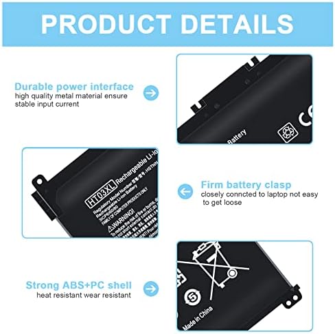 HTO3XL Laptop Replacement L11119-855 HT03XL Battery for HP Pavilion 14 15 17 15-CS 15-DA 15-DB Series 15-DA0012DX 14-CE0068ST 15-CS3073CL 15-CS3153CL 15-CS2064ST 15-DA0014DX Fits HT03041XL HSTNN-LB8M