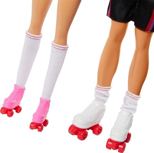 Barbie Fashionistas Set with 2 Fashion Dolls & 6 Accessories, Roller-Skating Ken, 65th Anniversary Collectible