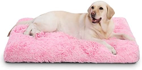 Vonabem XL Dog Bed Large Crate Pad, Washable Pink Pet Beds, Deluxe Plush Soft Crate Bed 42 inch, Dog Mats for Sleeping, Anti-Slip Kennel Pad 41 * 27 inch