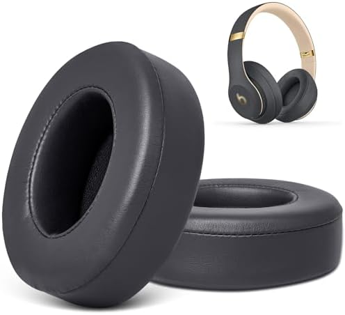 GVOEARS Replacement Ear Pads for Beats Studio 3, Ear Cushions for Beats Studio 2&Studio 3 Wired & Wireless Not Fit Beats Solo On-Ear Headphone with Stronger 3M Adhesive Tape Thicker Memory Foam(Grey)
