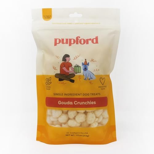 Pupford Cheese Crunchies, Premium Single-Ingredient Treat for Dogs & Puppies (Gouda, 4.25 oz)