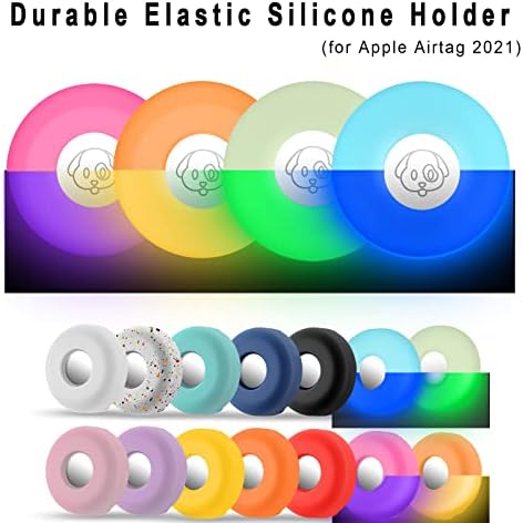 Airtag Holder for Dog Collar, Cibaabo Silicone Air Tag Case Cover Compatible with Apple Airtags for 0.8-1.2inch Cat Pet Collar Harness Loop