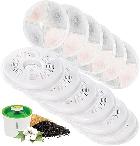 12 Pack Cat Water Fountain Replacement Filters Fit for 3L Flower Water Dispenser Automatic Pet Dog Cat Fountain Filter