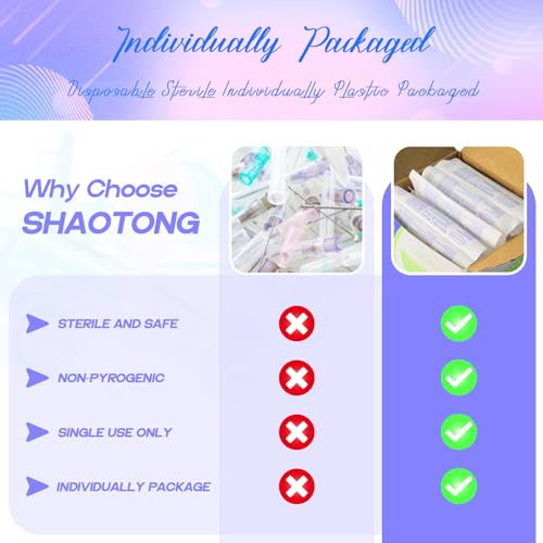 SHAOTONG 30 Gauge 1/2 Inch Luer Lock Accessories Disposable Lab Supplies, Pack of 100