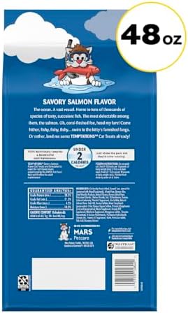 Temptations Classic Crunchy and Soft Cat Treats Savory Salmon Flavor, 48 oz. Bag