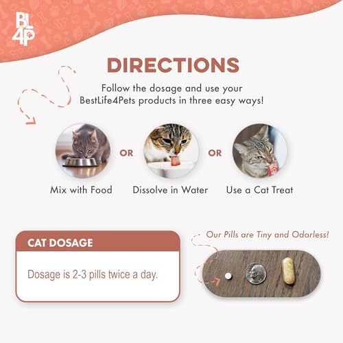 Mange Treatment for Cats, Natural Ear Mite Treatment & Cat Itchy Skin Relief, Helps with Feline Scabies, Feline Dandruff, Shedding, Excessive Grooming and General Cat Skin Care, 400 Odorless Pills