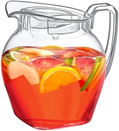 Amazing Abby - Vively Grand - Plastic Pitcher (96 oz, 3 Quart), Clear Water Pitcher with Lid, Fridge Jug, BPA-Free, Shatter-Proof, Great for Iced Tea, Sangria, Lemonade, Juice, Milk, and More