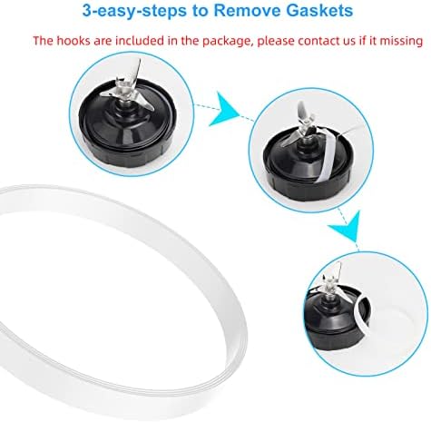 5 Pack Rubber Gaskets Replacement Seal White Ring for Nutri Ninja Blender Replacement for Ninja Auto iQ Pro Extractor CT680 BL456-30 BL480 BL681A BL682 BL640 (3.94 inch Gaskets)