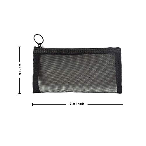 patu Zipper Mesh Bags, Pencil Case, 5 Pieces, Beauty Makeup Cosmetic Accessories Organizer, Travel Toiletry Kit Set Storage Pouch, Assorted Colors