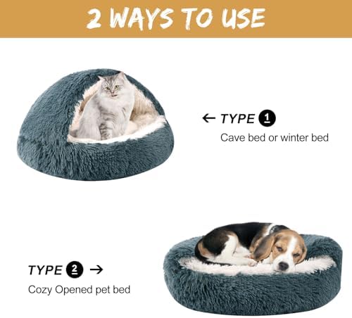 Dog Beds for Small Dogs, Cat Bed Cave, Washable Cute Cat Bed, Cozy Nook Pet Bed for Dogs or Cats, Anti-Slip Puppy Bed Fits up to 5 lbs Pets(Dark Grey, 16" x 16")