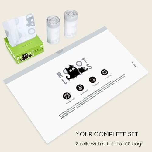 Cat Litter Box Robot 4 and 3 Waste Bags, 60 Pack Automatic Litter Box Bags, Thick Heavy Duty Cat Litter Box Liner Bags