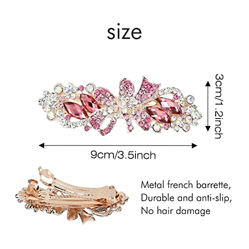 inSowni 4 Pack Luxury Glitter Sparkly Jeweled Gems Korean Decorative Crystal Rhinestone Flower Strong Metal French Barrettes Snap Alligator Hair Clips Headpieces Accessories for Women Girls