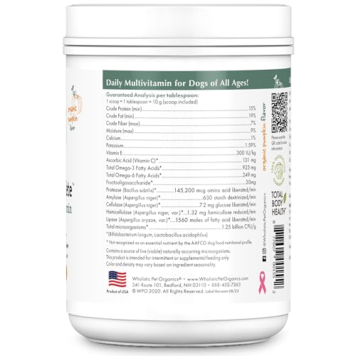 Wholistic Pet Organics Canine Complete - Dog Multivitamin Powder - 1 Lb - Daily Dog Vitamins and Supplements for Homemade Food - Immune System, Skin, Coat & Overall Health - All Breeds - 45 Scoops