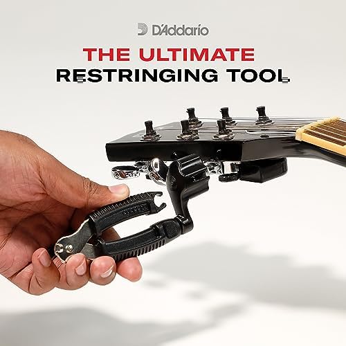 D'Addario Accessories Pro-Winder - The Original Guitar String Winder, Guitar String Cutter, Guitar Bridge Pin Puller - All in One Guitar Tool for Restringing - White