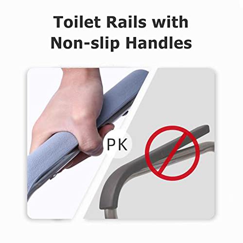 Raised Toilet Seat with Arms, 22in Width, Height Adjustable, Reinforced and Anti-Skid Design, Commode Chair and Safety Frame for Most Toilets,Bathroom Assist Frame for Elderly, Handicap【Widen】