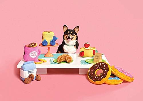ZippyPaws Burrow, Food Buddies Coffee & Donutz - Interactive Dog Toys for Boredom - Hide and Seek Dog Toys, Colorful Squeaky Dog Toys for Small & Medium Dogs, Plush Dog Puzzles