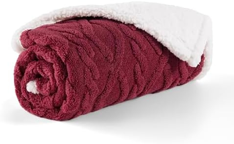 Bedsure Waterproof Dog Blankets for Medium Dogs - Pet Blanket for Couch Protector Washable, Premium Jacquard Coral Fleece Cat Throw Blanket, Soft Reversible Furniture Protection, 30"x40", Burgundy