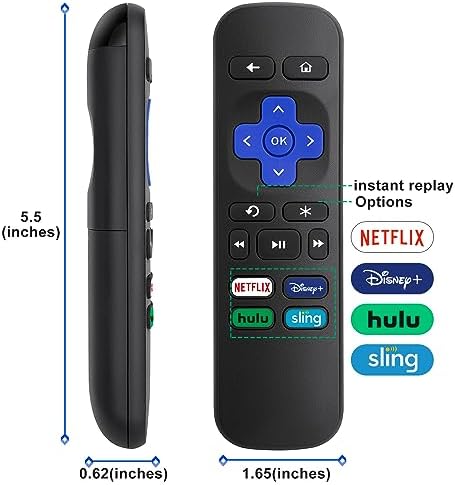 Universal Replacement Remote Control for Roku Express, for Roku Premiere, for Roku Box, for Roku Player, for Roku 1 2 3 4 -【NOT for Stick or TV】