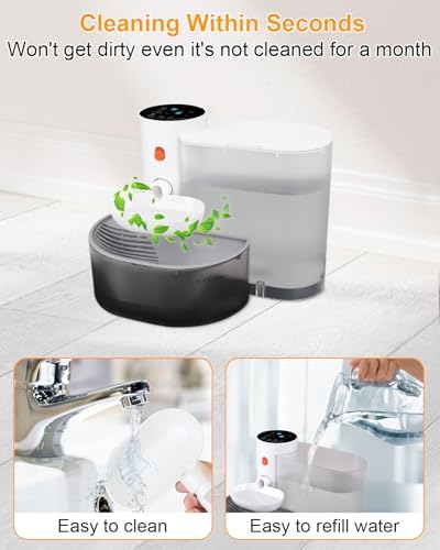 Smart Pet Water Fountain,Wireless Cat Water Fountain No Filter,3.5L/118oz Ultra Silent Cat Fountain,Sewage Separation & Always Fresh Water(with A Quick Dry Pet Mat)