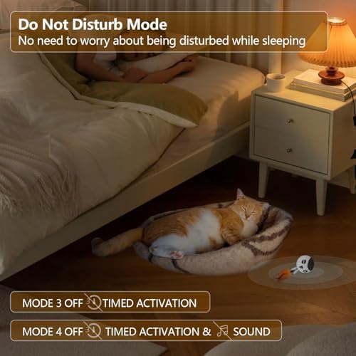 ORSDA Cat Toys, Interactive Cat Toy Ball for Indoor Bored Indoor Cats Kitten Toys, Automatic Electric Bird Moving Ball Toy, 4 Mode Touch & Sound Control Rolling Chirping Stimulating, 2 Feather Tails