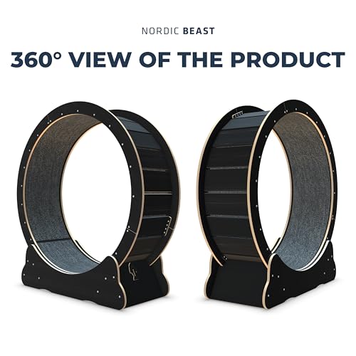 Nordic Beast 48'' XL Cat Wheel β Safe, Quiet & Stable Exercise Wheel for Large Indoor Cats up to 45 lbs β 15.7'' Extra-Wide Surface Fits 2 Cats Side by Side & Prevents Wobbling, 1-Year Warranty