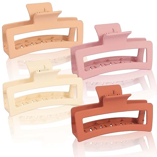AHONEY Extra Large Claw Clips, 5 Inch XL Giant Claw Clip Strong Hold Oversized Jaw Clip, Curly Hair Clips for Thick Long Hair, Hair Accessories for Women (Warm, 4 Count)