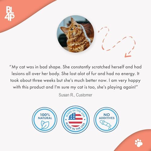 Mange Treatment for Cats, Natural Ear Mite Treatment & Cat Itchy Skin Relief, Helps with Feline Scabies, Feline Dandruff, Shedding, Excessive Grooming and General Cat Skin Care, 400 Odorless Pills