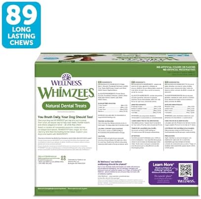 Wellness WHIMZEES Value Box Dog Dental Treats, Natural Chews, Small Size, (89 Count)