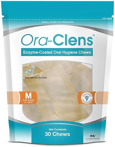 Oral Hygiene Chews for Medium Dogs-Enzymatic Dental Treats for Daily Oral Care, Cleans Teeth and Freshens Breath, Reduces Plaque, Bacteria and Tartar Build Up Without Brushing-30 Chews